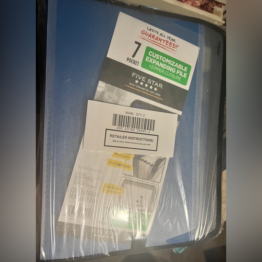 2 Five Star Blue Expanding Organizer with tabs - sealed